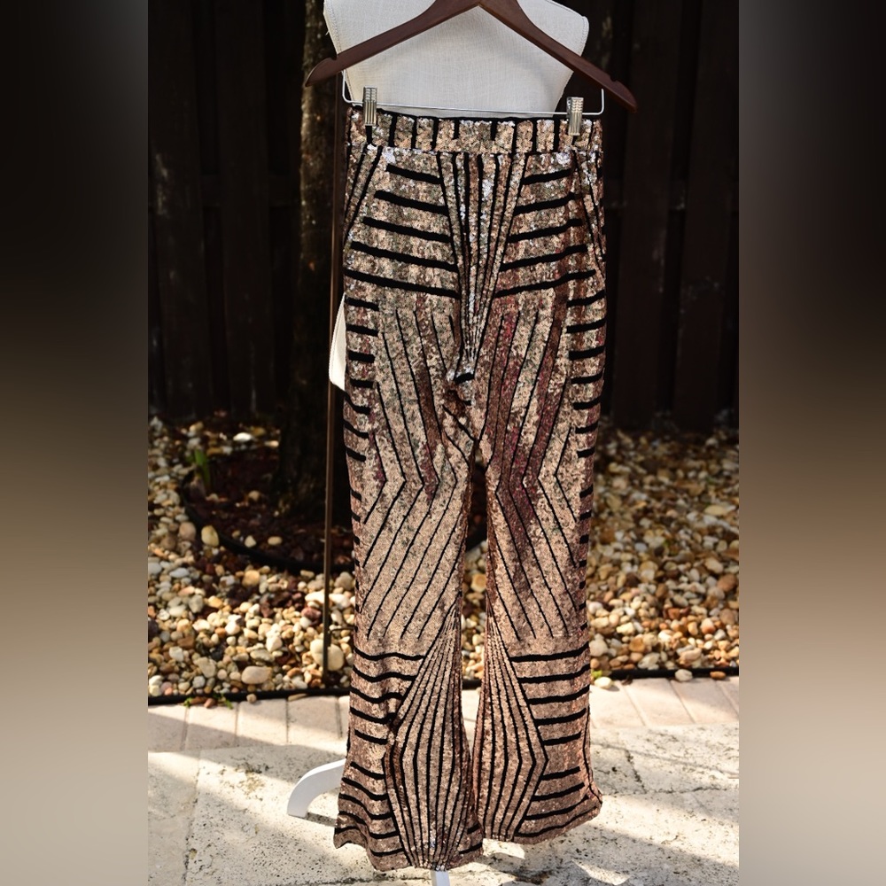 Sequin bellbottom disco pants